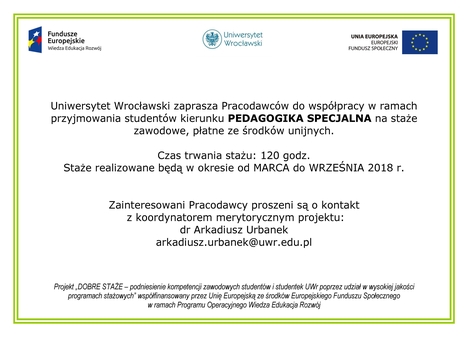 Ogłoszenie pedagogika specjalna